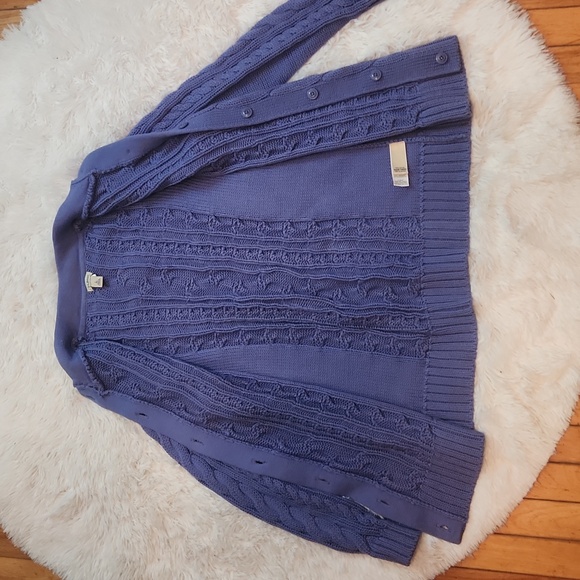 L.L. Bean heavy knit cardigan in purplish/blue - Picture 5 of 10